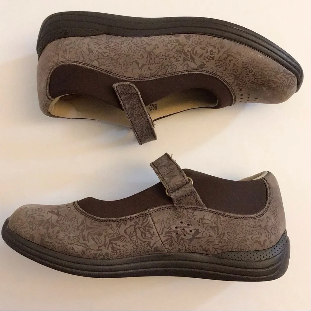 Drew 8.5 Rose Brown Mary Jane Women’s Leather Comfort Shoes Floral Brown